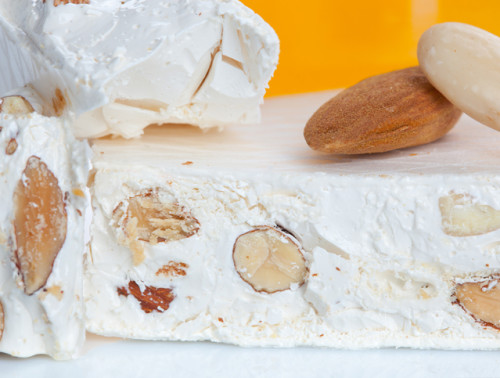 Sweet nougat with almonds